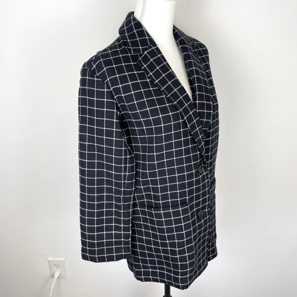 Madewell Waffleback Shaw Blazer In Windowpane Black White Size XXS New - Picture 8 of 16